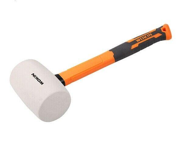 16oz White No Mark Rubber Mallet with Fiberglass Shaft and Grip''