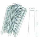 50 PACK GALVANISED U PINS GROUND GARDEN MEMBRANE FABRIC HOOKS PEGS STAPLES