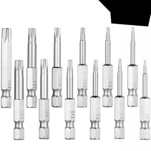 12pcs 1/4" Hex Shank Magnetic Torx Screwdriver Bits Set