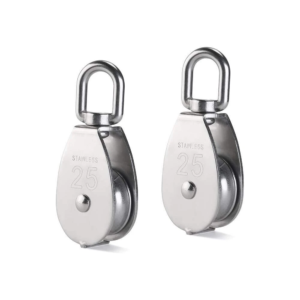 2pcs Single Pulley Block 304 Stainless Steel Hanging Wire Roller Cable Crane hook