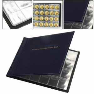 240 coin collection holders storage collecting money, Blue coin collectors book display storage case