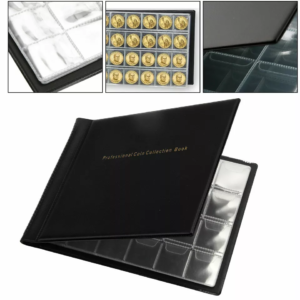 240 coin collection holders storage collecting money, Black coin collectors book display storage case