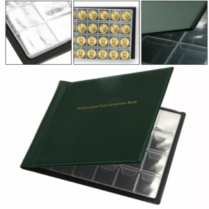240 coin collection holders storage collecting money, Green coin collectors book display storage case