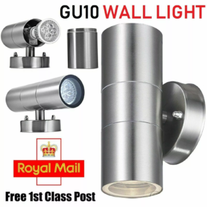 Stainless Steel Up Down Wall Light GU10 IP44 Double Outdoor Wall Lights UK