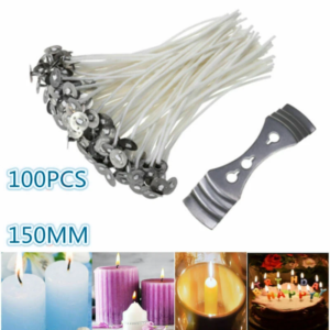 HIGH QUALITY PRE WAXED CANDLE WICKS WITH SUSTAINERS LONG TABBED 150mm CRAF