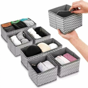 6Pcs Large Foldable Canvas Storage Boxes Folding Fabric Clothes Baskets