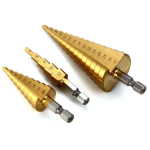 3 Pcs HSS Step Drill Bit Set Titanium Cone Drill
