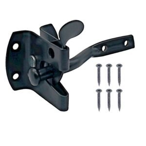 Heavy Duty Automatic Gate Latch with Screws Black