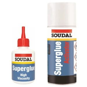 Soudal High Viscosity Superglue 50g with Activator Spray 200ml