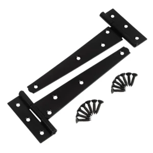 Hook and Band Hinges Heavy Duty Gate Shed Stable Door  152mm Black Carbon Steel Powder Coated Tee Hinges