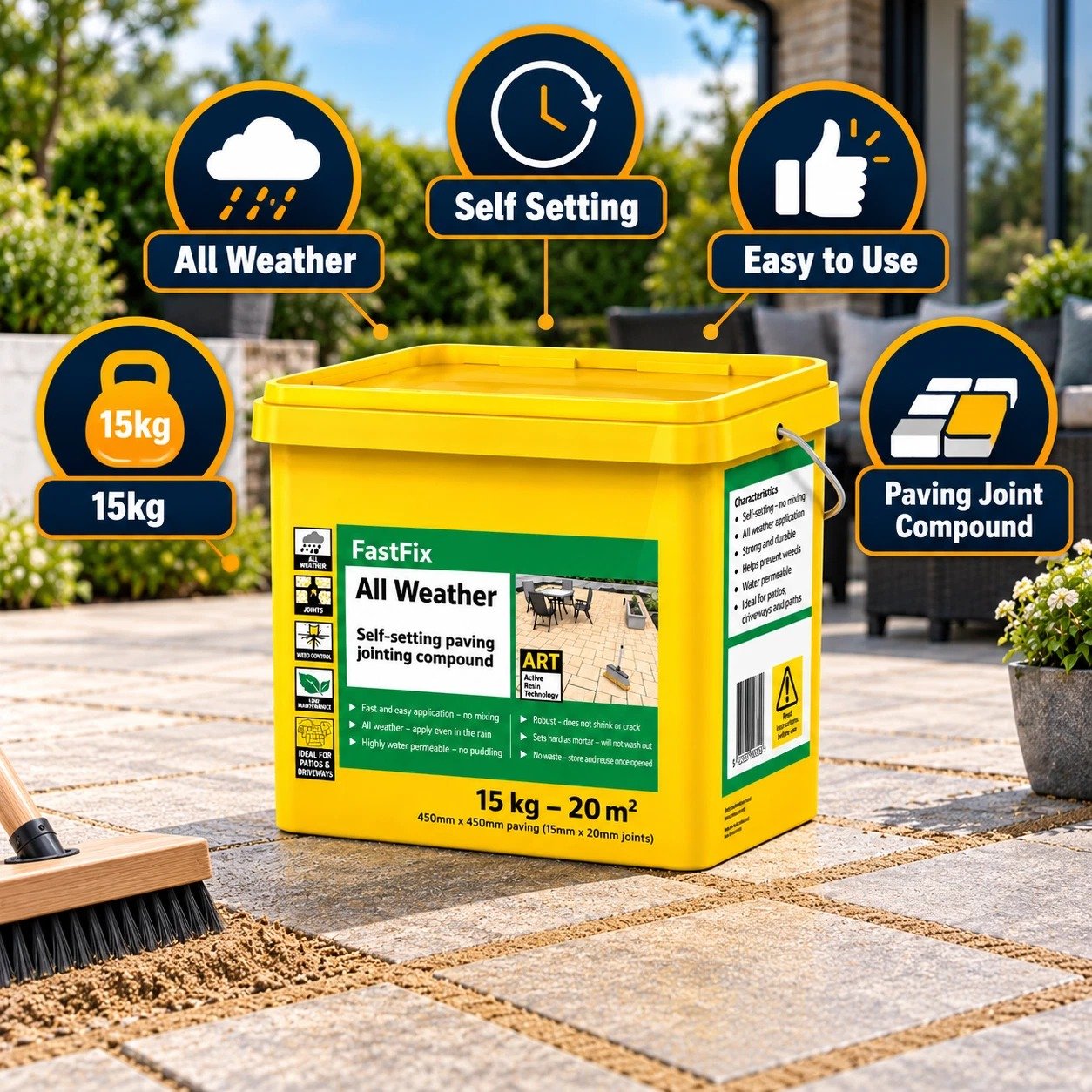 Sika STONE Fast Fix All Weather Self Setting Jointing Compound 15kg - Image 2