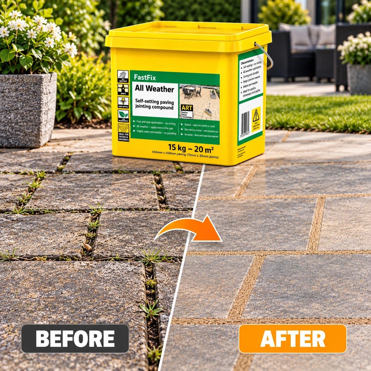 Sika STONE Fast Fix All Weather Self Setting Jointing Compound 15kg - Image 4
