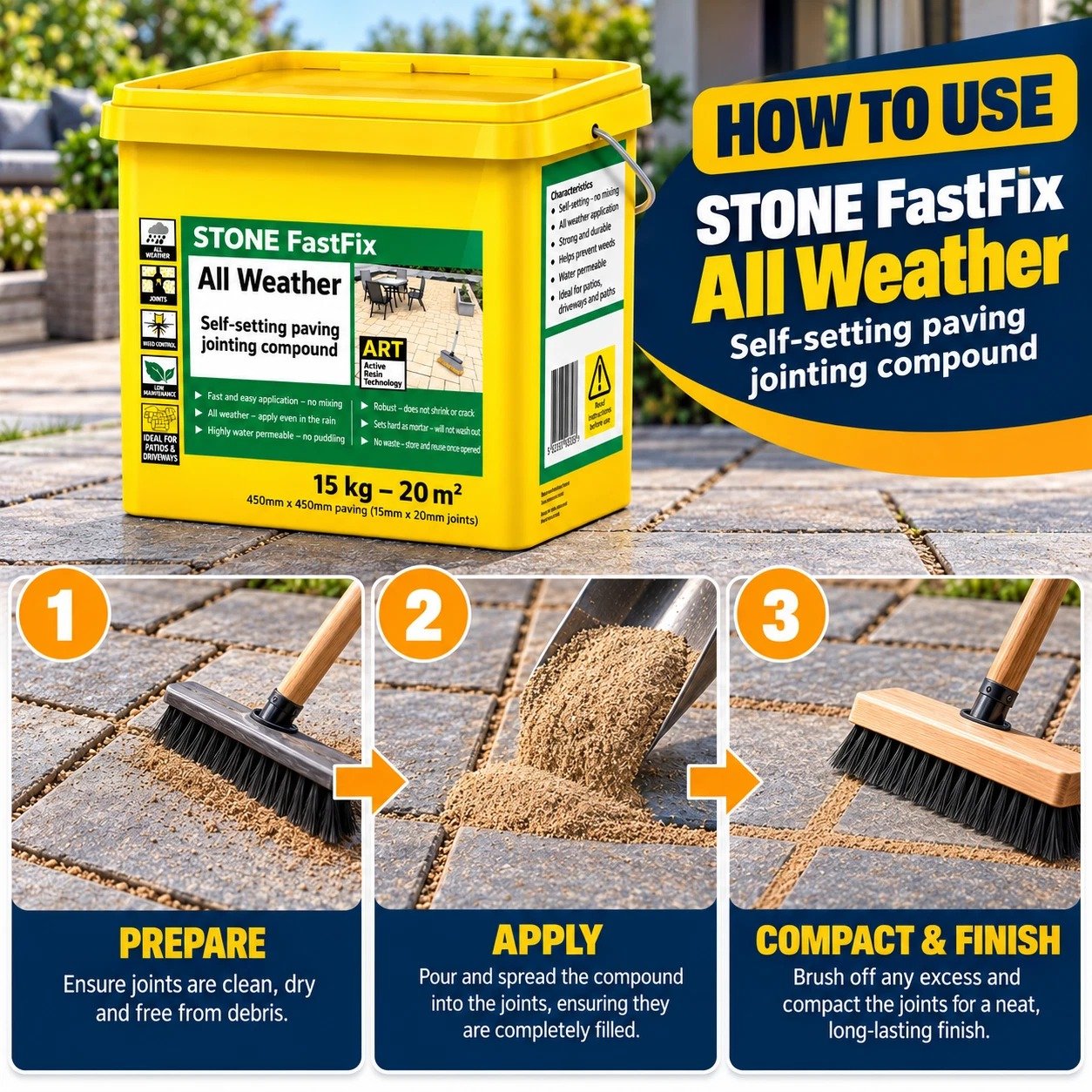 Sika STONE Fast Fix All Weather Self Setting Jointing Compound 15kg - Image 5